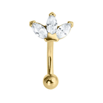 3 Jewel Marquis Fan Curved Bar